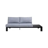 vente-unique - canapé de jardin 2 places noir avec tablette à gauche en aluminium - l. 199 cm - mendoza de mylia