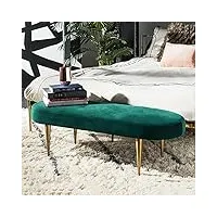 dypxg banc de lit luxueux en velours,banquette ottomane rembourrée avec pieds dorés,banc de canapé repose-pieds moderne pour salon chambre à coucher-vert 60x45x42cm(24x18x17inch)