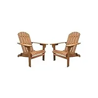 alice's garden - lot de 2 fauteuils de jardin en bois - adirondack salamanca- eucalyptus chaises de terrasse rétro. sièges de plage