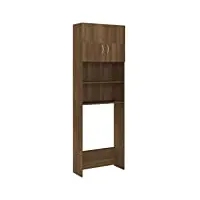 vidaxl armoire de salle de bain organisateur de maison meuble pour lave-linge armoire de rangement intérieur chêne marron 64x25,5x190 cm