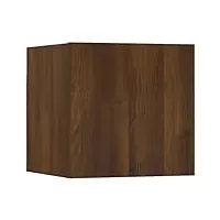 vidaxl meuble tv mural armoire flottante centre de divertissement meuble de rangement avec une porte salon chêne marron 30,5x30x30 cm