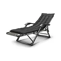 fauteuil inclinable, inclinable inclinable jardin lit pliant extérieur chaise d'extérieur chaise de salle à manger extérieure chaise longue balcon terrasse camping plage, charge 200 kg, chaise