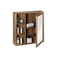 navaris armoire salle de bain avec miroir - style moderne en bois acacia et rangement pratique avec étagères intégrées - 60,5 x 60 x 14 cm