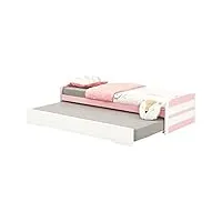 idimex lit gigogne lorena 1 personne tiroir lit fonctionnel 90 x 190 cm pin massif lasuré blanc et rose