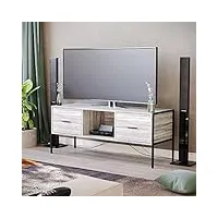vida designs meuble tv brooklyn à 2 tiroirs, fer bois d'ingénierie métal aluminium, gris, 2 drawer
