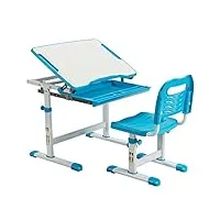 dreamade ensemble bureau et chaise enfant 4 ans+ avec hauteur réglable table d’Étude et chaise ergonomique avec plateau inclinable&tiroir coulissant,charge 60&100kg (bleu)