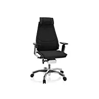 hjh office 652848 fauteuil de bureau genidia pro chaise de bureau pivotant haut de gamme, ergonomique, tissu/velours noir