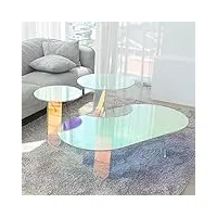 table basse en acrylique pour le salon - table basse transparente - petite table en verre irisé moderne (a)