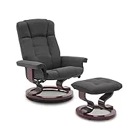 m mcombo fauteuil relax avec pouf, fauteuil tv, pivotant à 360°, avec fonction chaise longue, fauteuil tv jusqu'à 120 kg, microfibre, 9019 (microfibre gris foncé)