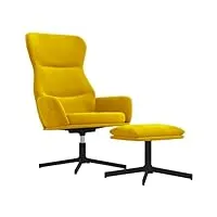 vidaxl chaise de relaxation avec tabouret chaise de salon fauteuil de relaxation siège de salon meuble de salle de séjour jaune moutarde velours