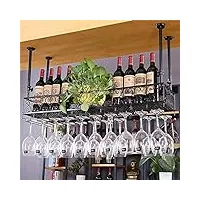 métal fer porte bouteille bar plafond porte-verre à vin bouteille à l'envers porte-bouteille à vin suspendu porte-verre à vin pour bars, restaurants, cuisines Étagère décoration, noir
