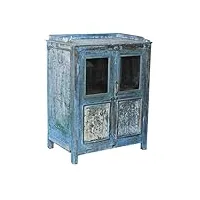 guru shop armoire en verre, vitrine, armoire de cuisine avec décorations en métal - modèle 23, turquoise, bois, 103x78x50 cm, armoires et armoires
