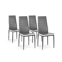 huole lot de 4 chaises de salle à manger,sgs tested, chaises de salle a manger, siege rembourre epais, chaises pour salle a manger, chaises de salle a manger moderne,4pc (gris + blanc)