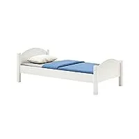 idimex lit simple flims 90 x 190 cm pour enfant, avec tête et pieds de lit arrondi, en pin massif lasuré blanc