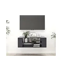 vidaxl meuble tv mural gris 102x35x35 cm aggloméré