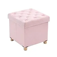 brian & dany pouf velvet stool coffre de rangement repose-pieds avec capacité de rangement en bois massif avec couvercle, 40 x 40 x 40 cm, rose