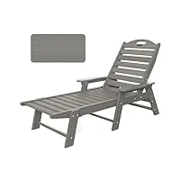 ciokea chaise longue de patio pour extérieur avec 5 positions, chaise longue pliable en plastique pour piscine, terrasse, plage, jardin, pelouse, gris