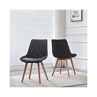 b&d home chaises de salle à manger tania (lot de 2) | chaise rembourrée pour salle à manger, cuisine, bureau | design scandinave | tissu anthracite, 11118-antr-2