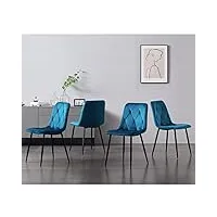 b&d home chaises de salle à manger vicka (lot de 4) | chaise rembourrée pour cuisine, salle à manger, salon, bureau | design industriel moderne et élégant | tissu velours pétrole, 11120-petr-4