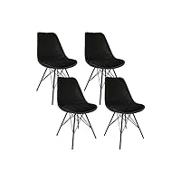 kick collection ensemble de 4 chaise de salle à manger velvet - velours - noir - moderne et de haute qualité - matériaux de haute qualité - disponible dans de nombreuses couleurs