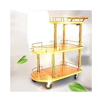 chariot de cuisine étagère desserte roulante service à 3 niveaux acier inox etagere de rangement robuste inox support,roues verrouillables,rolling storage (color : yellow)