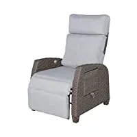 grand patio fauteuils inclinables en rotin, réglable chaise de jardin avec coussin, aluminium structure, protection uv, fauteuils relaxants pour intérieur, extérieur (beige coussin)