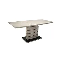 meubletmoi table de repas extensible 140/180 cm décor bois chêne clair cendré avec pied épais design en verre trempé 6 à 8 convives - leandre