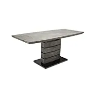 meubletmoi table de repas extensible 140/180 cm décor béton gris ciré avec pied épais design en verre trempé 6 à 8 convives - leandre