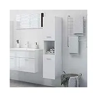 norheim meuble colonne de salle de bain avec 5 compartiments de rangement,armoire pour salle de bain,armoire haute de rangement, petite armoire pour salle d’eau, cuisine-blanc brillant 30x30x130 cm
