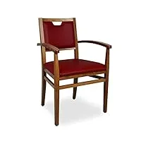 arredasì - chaise avec accoudoirs pour personnes âgées idéale pour la cuisine et la salle à manger, structure robuste en bois couleur noyer, siège et dossier rembourrés et recouverts de simili cuir