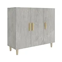 vidaxl buffet armoire de rangement organisateur de maison meuble de rangement armoire de salon intérieur gris béton 90x34x80 cm bois d'ingénierie