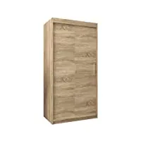 abiksmeble tokyo 100 armoire à deux portes coulissantes pour chambre à coucher - moderne armoire de rangement avec tringle et Étagères - 100x200x62 cm (l x h x p) - sonoma