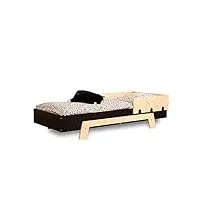 smartwood lit enfant avec garde-corps puzzle br1 lit avec sommier à lattes - meubles de chambre d'enfant - lit enfant avec barriere - différentes variantes - noir - 90x200cm