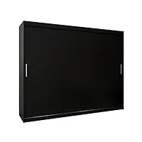 abiksmeble tokyo 250 armoire à trois portes coulissantes pour chambre à coucher - moderne armoire de rangement avec tringle et Étagères - 250x200x62 cm (l x h x p) - noir mat