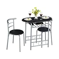 yaheetech ensemble de table de style campagnard pour 2 personnes avec 1 table à manger et 2 chaises table de cuisine avec compartiment de rangement, table à manger et chaises
