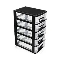 operitacx de rangement à 5 tiroirs armoire de rangement multifonctionnelle en plastique tiroirs transparents organisateur de mallette de rangement pour l'école de bureau à