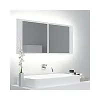 homiuse armoire de salle de bain à miroir à led blanc 100x12x45 cm miroir mural miroir maquillage avec 2 Étagères meuble miroir durable beau couleur de lumière variable style minimaliste