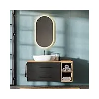 planetmöbel meuble de salle de bain meuble sous lavabo suspendu incl. lavabo, meuble sous lavabo lux 120 cm, dans les couleurs chêne doré/anthracite