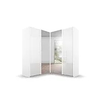 rauch quadra armoire d'angle pour portes coulissantes, bois d'ingénierie, blanc, 181x210x187