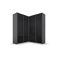 rauch quadra armoire d'angle pour portes coulissantes, bois d'ingénierie, gris, 181x229x187