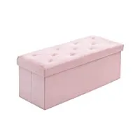 brian & dany banc de rangement pliable en velours pour salon et chambre à coucher, 110 x 40 x 40 cm, rose