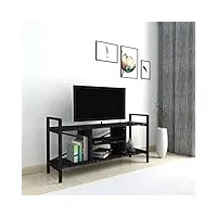 [en.casa] meuble tv pour salon banc tv support de télé avec espace de rangement métal panneau de particules 61 x 120 x 35 cm noir marbre noir