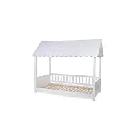 lit cabane enfant avec toit 90 x 200 cm blanc - childhome
