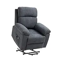 homcom fauteuil releveur électrique fauteuil massant inclinable avec repose-pied télécommande revêtement synthétique tissu | gris