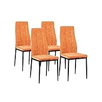 wehome milan lot de 4 chaises en tissu pour salle à manger, chaises de cuisine, bureau, salle d'attente, chambre à coucher, cuisine complète, décoration de maison (arancion)