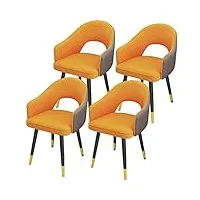 lot de 4 chaises de cuisine en cuir résistant à l'eau avec pieds en acier au carbone, fauteuils de salon rembourrés à dossier haut