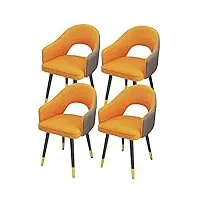 lot de 4 chaises de salle à manger de cuisine, chaises de cuisine en cuir imperméables avec pieds en acier au carbone, fauteuils de salon rembourrés à dossier haut moderne
