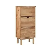 vidaxl armoire à chaussures avec 3 tiroirs armoire de rangement organisateur meuble de rangement maison intérieur marron bois de pin massif