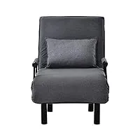 dozira canapé-lit convertible inclinable, dossier inclinable à 6 positions, fauteuil pliant avec coussin, siège rembourré, chaise longue de loisirs pour la maison, le bureau,grey-2pcs