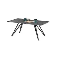 stella trading jesse basse de style industriel, noire, table de salon moderne avec plateau en céramique et structure en métal, 110 x 46 x 70 cm